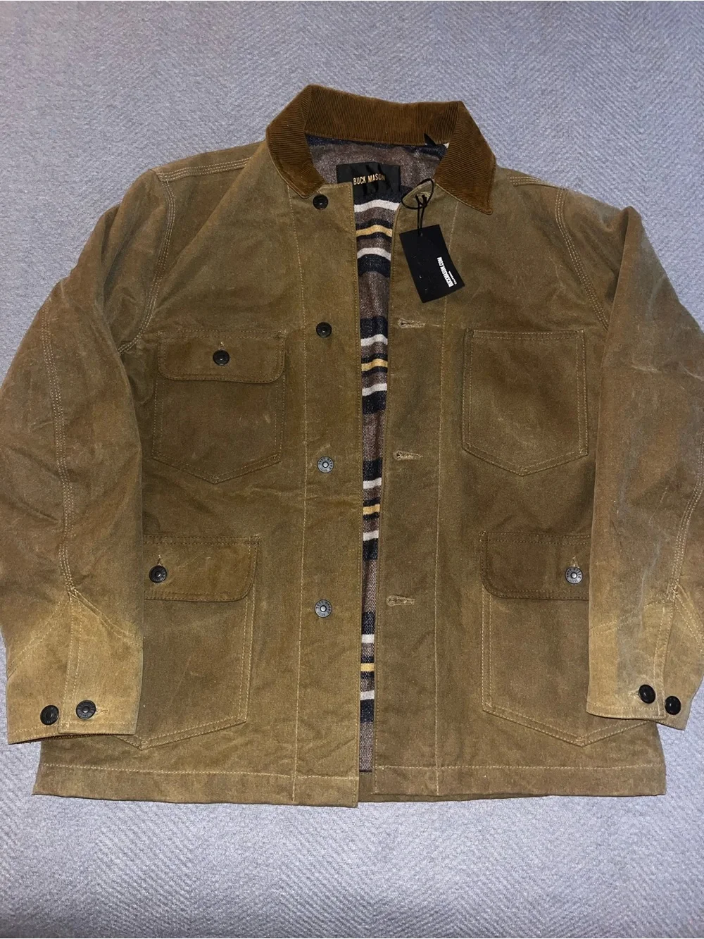 NWT Men’s Buck Mason Dry Waxed Canvas Highlander Jacket Coat. Size Small